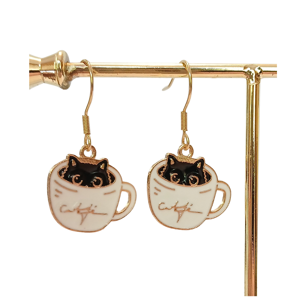 Thumbnail: Coffee Cup Kitty Earrings