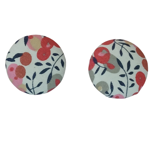 Thumbnail: Handmade Fabric Button Earrings-Large