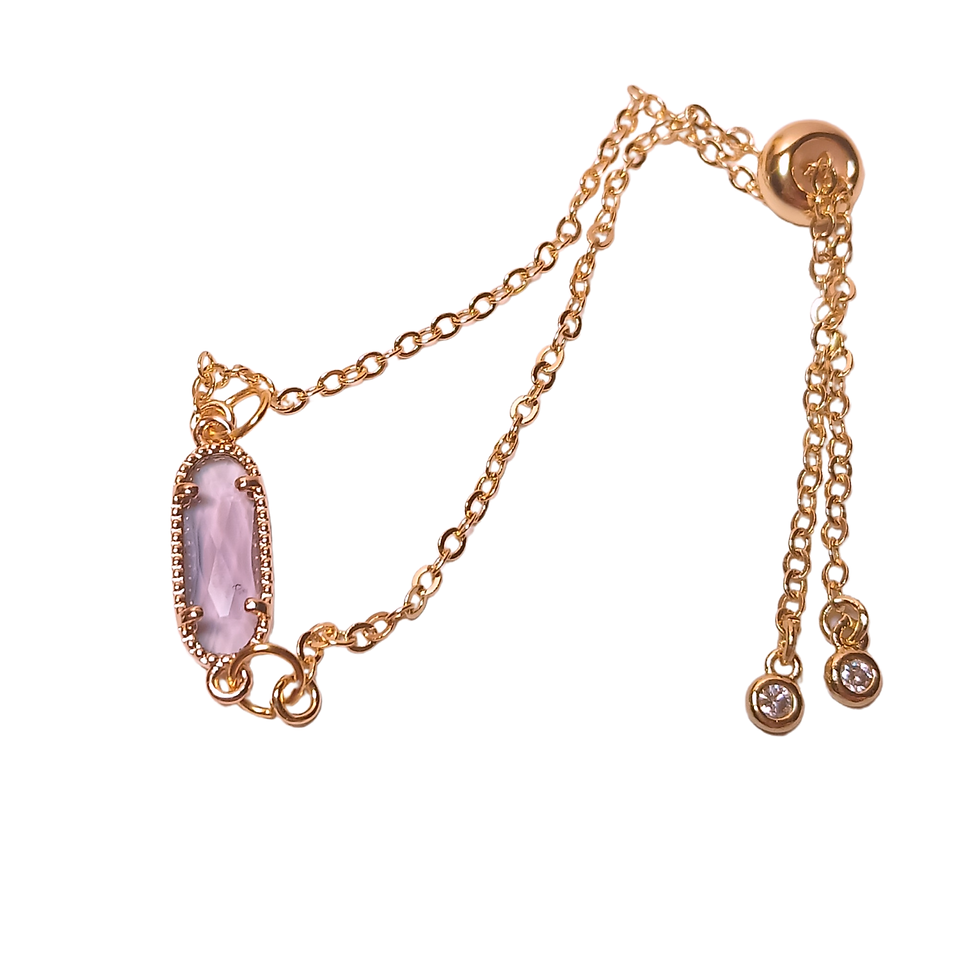 Thumbnail: Slider Bracelet with Faceted Oval Glass
