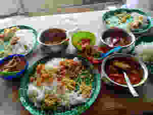 Thali with fish curry, food, local cuisine, meals