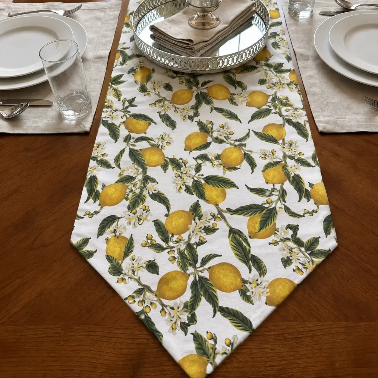 Limon Desenli Duck Kumaş 1 Adet Runner, 40x140cm