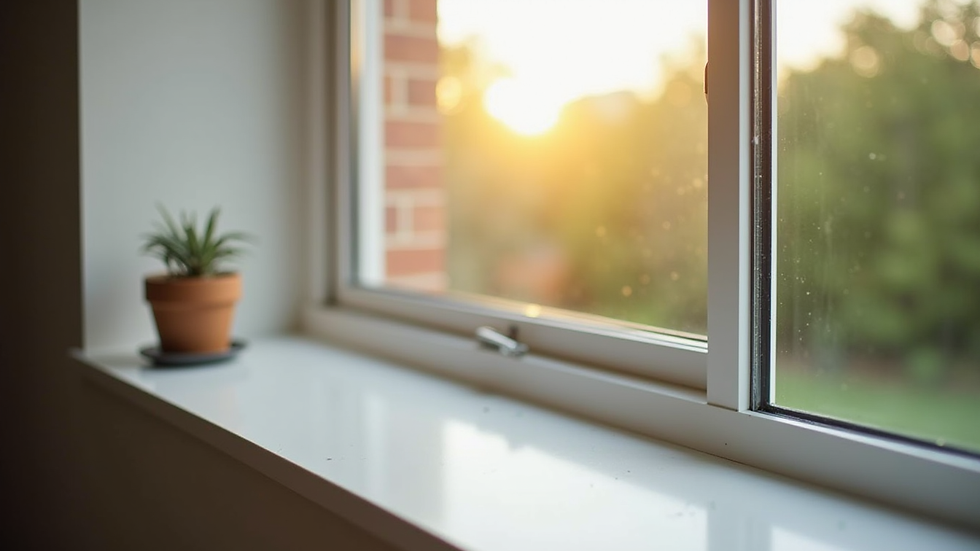Close-up view of a double-pane energy-efficient window installed in a home