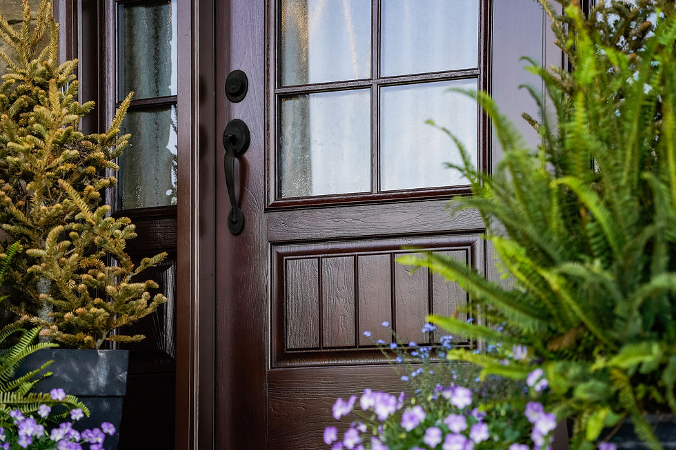 ProVia Signet cherry-grain fiberglass entry door installed on a Central Arkansas home by Southwest Window & Door