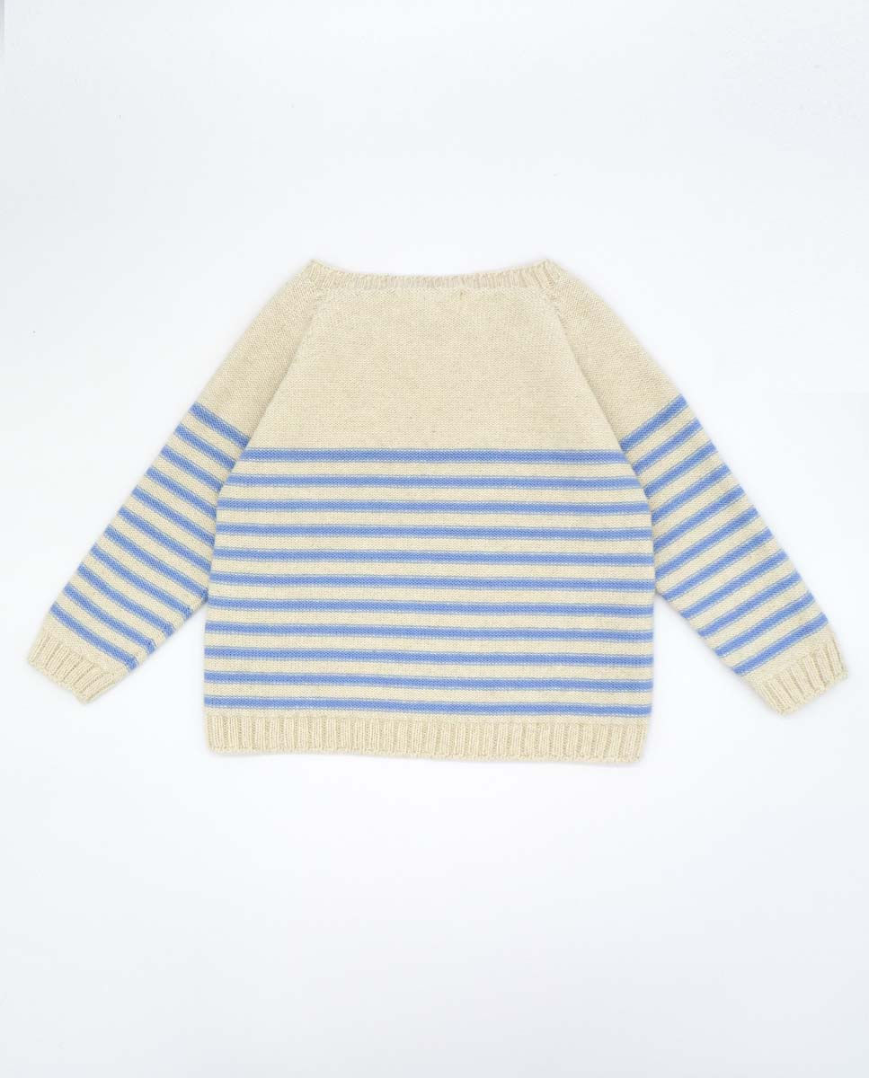 Miniatura: Sueter rayas celeste en color beige