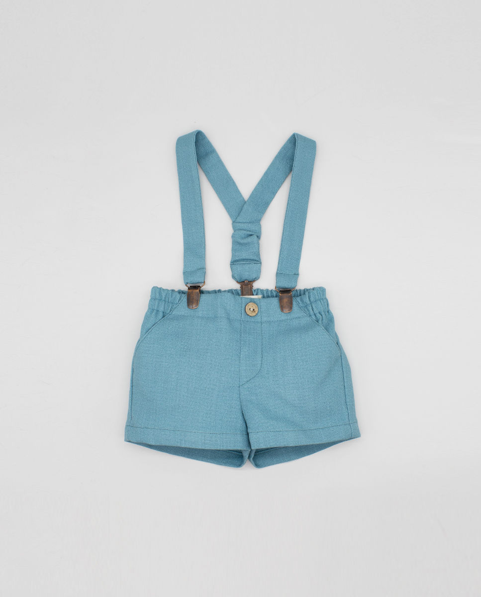 Miniatura: Camisa cuadros vichy con bermuda lino tirantes