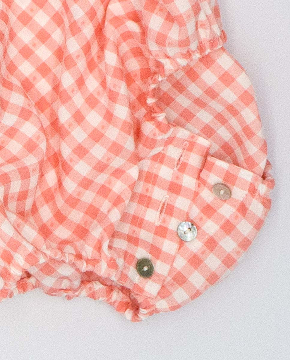 Miniatura: Ranita cuadros vichy en plumeti rosa
