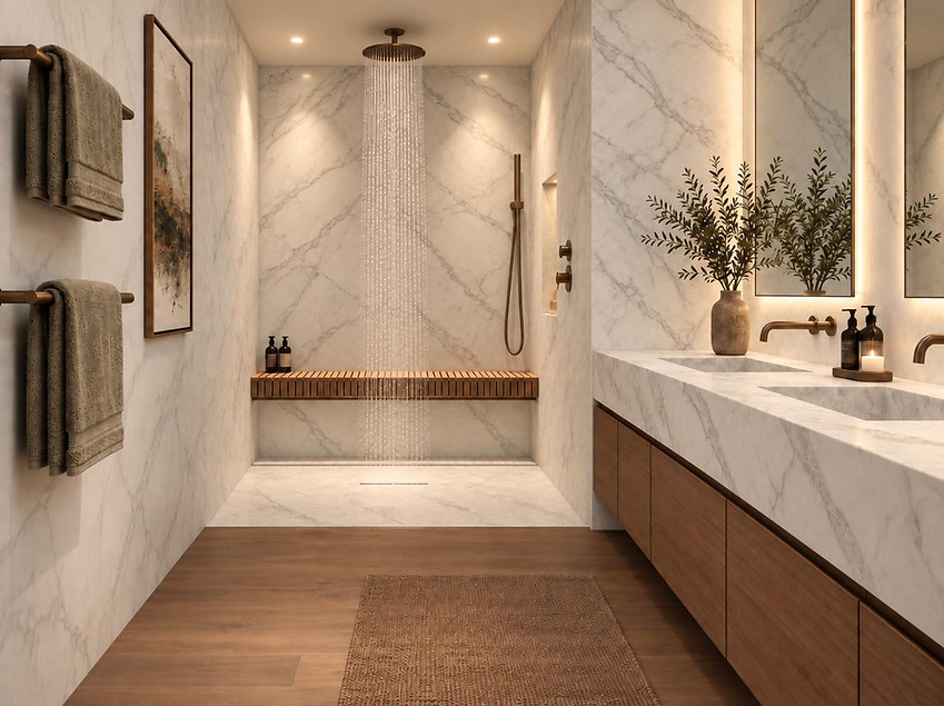 Salle de bain contemporaine en rendu 3D