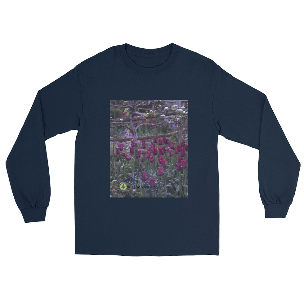 Thumbnail: Purple tulip long-sleeved t-shirt design inspired by Great Dixter Gardens