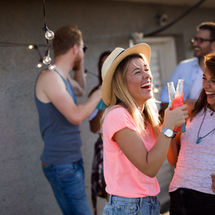 people having fun on summer party