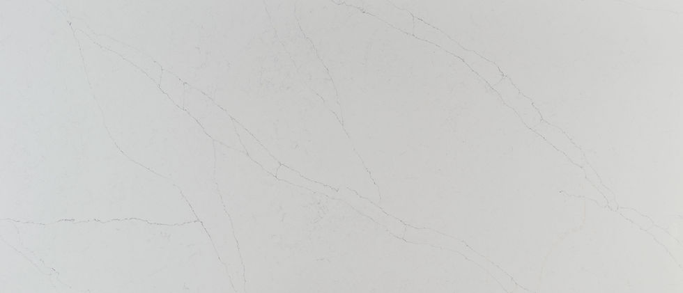 Cool white quartz with delicate gray veining and a polished finish for a clean, refined marble-inspired appearance.
