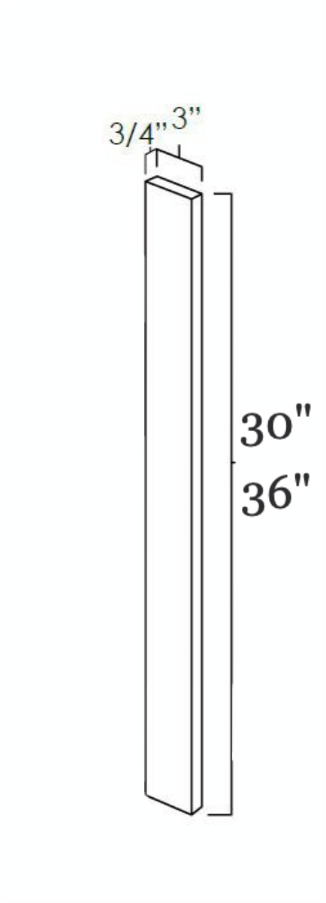 Classic Cream 3" x 30"  Wall Filler. Dimensions, in inches: Width 3 | Height 30 | Depth 0.75