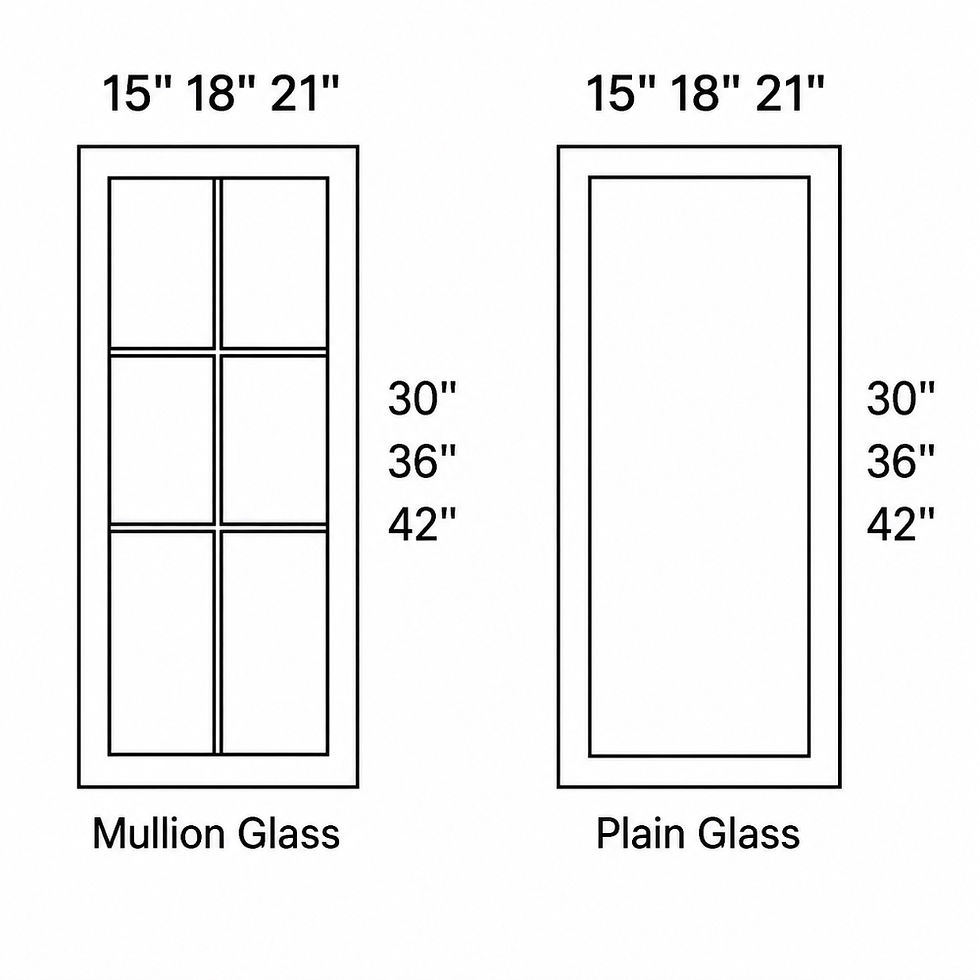 Fresh Sage 15" x 30" Single Glass Mullion Doors. Dimensions, in inches: Width 15 | Height 30 | Depth 0.75