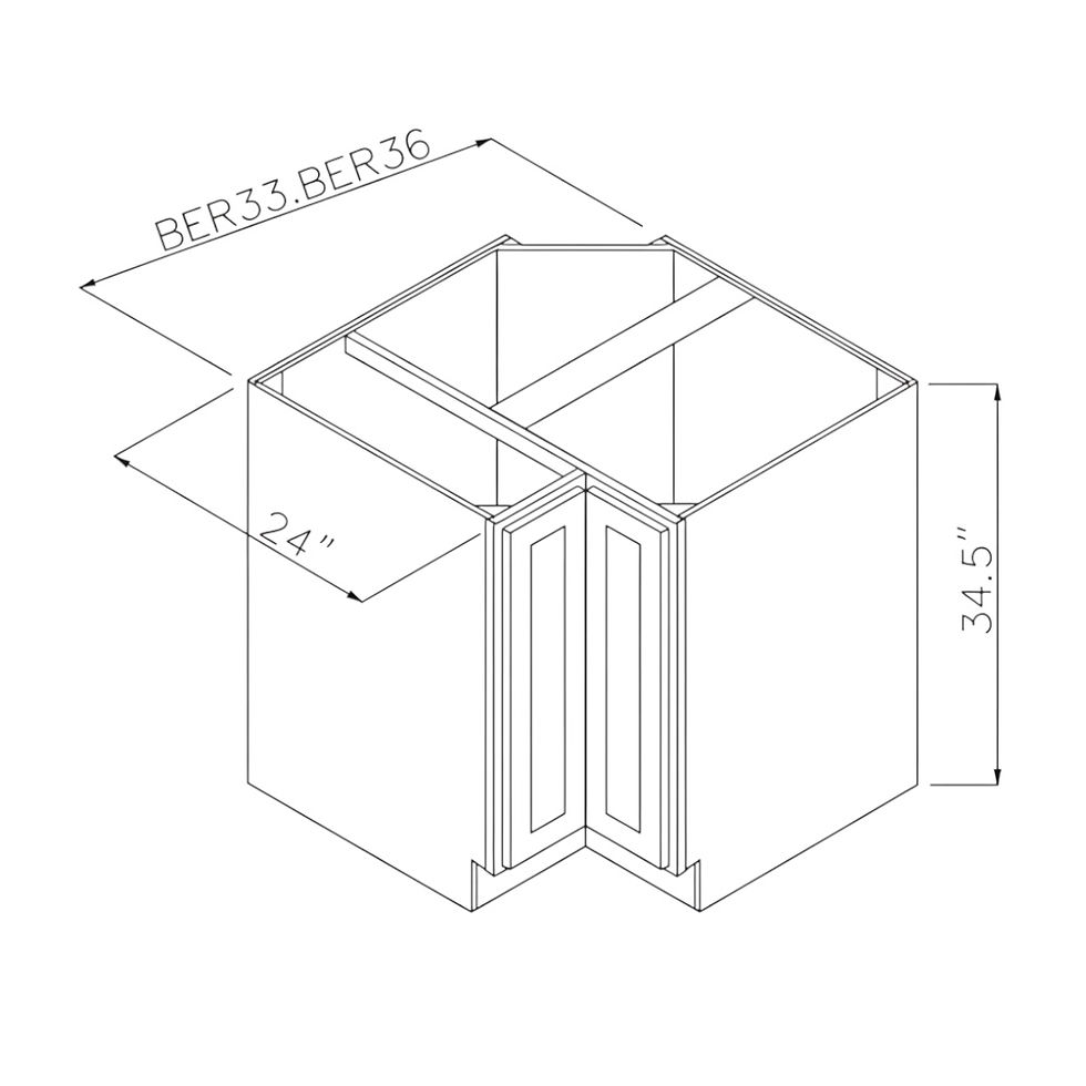 Fresh Sage 33" Easy Reach Base Cabinet. Dimensions, in inches: Width 33 | Height 34.5 | Depth 24