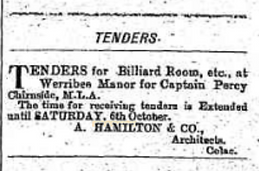 tender for blliard room hamilton colac.P