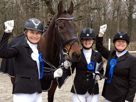 Enskede tvåa i 1:a omgången av Dressyr Allsv. Div3 7/4!