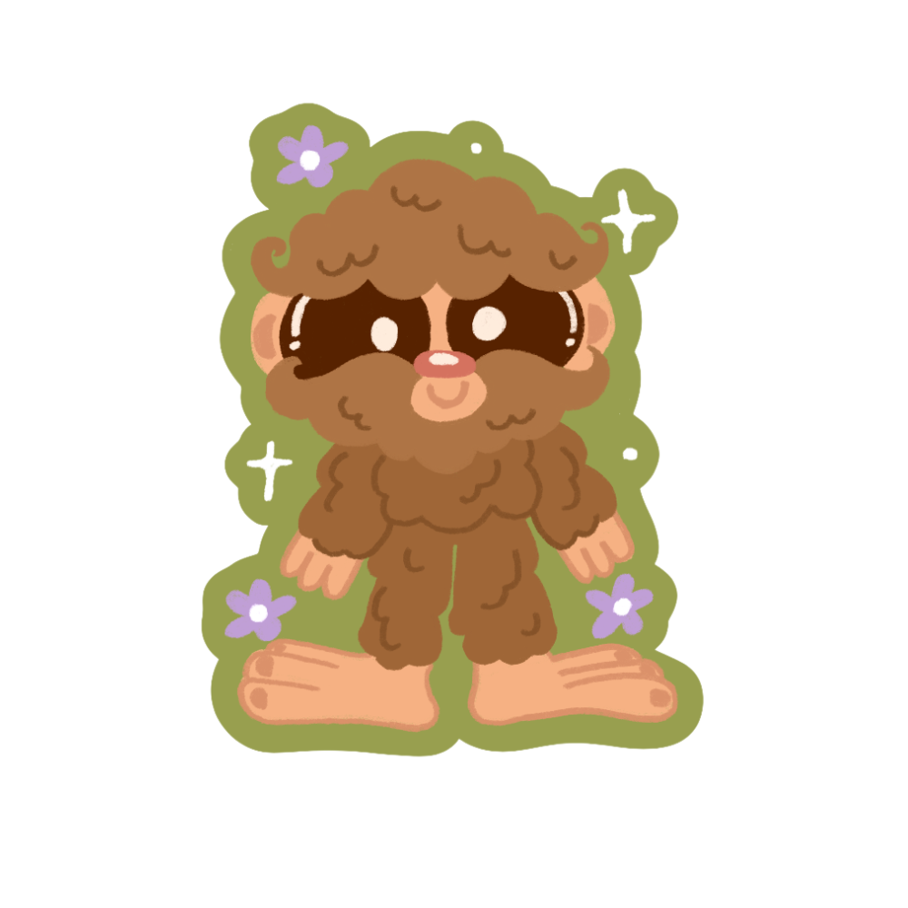 Cutesy Bigfoot- Holographic Sticker