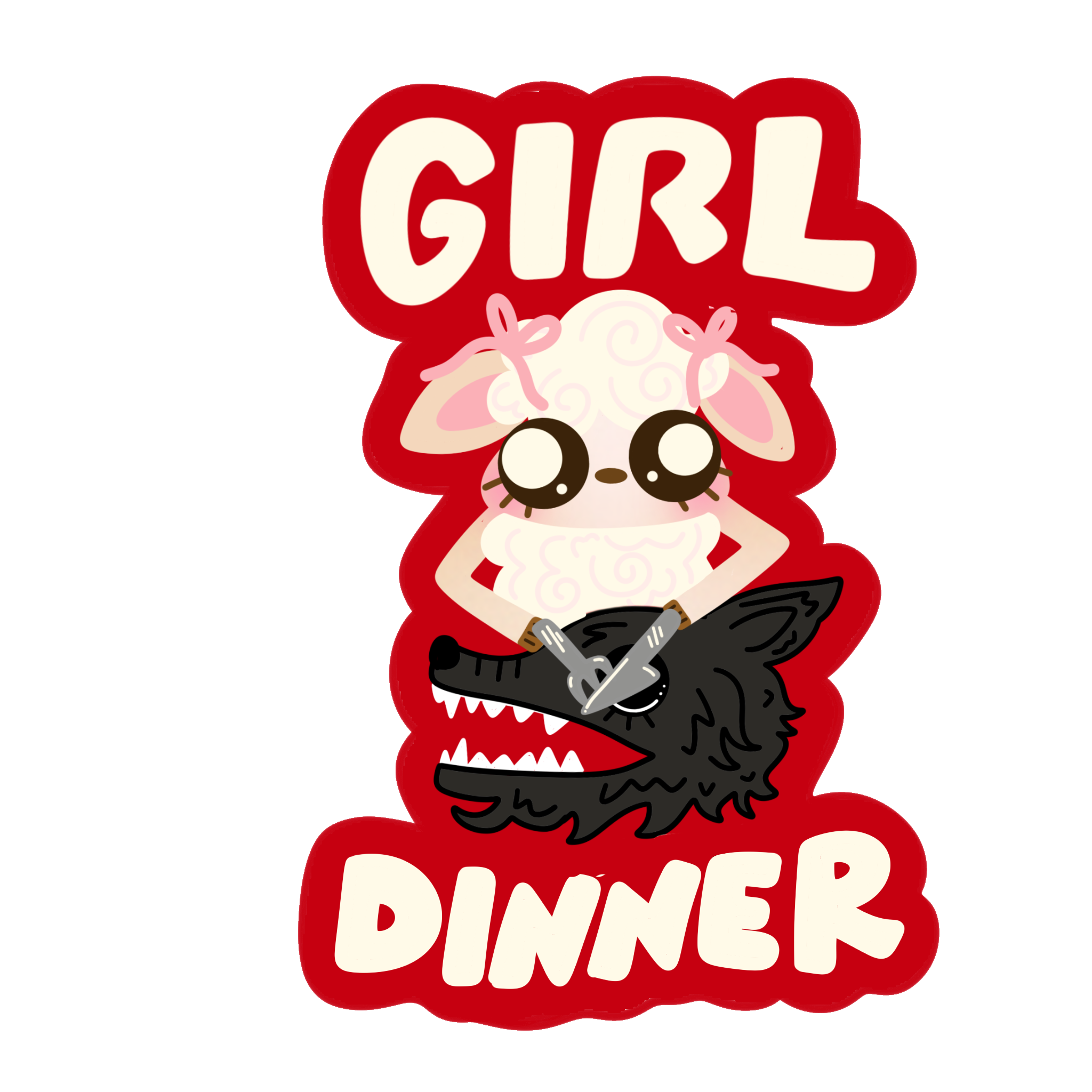Girl Dinner Cutesy Lamb- Holographic Sticker