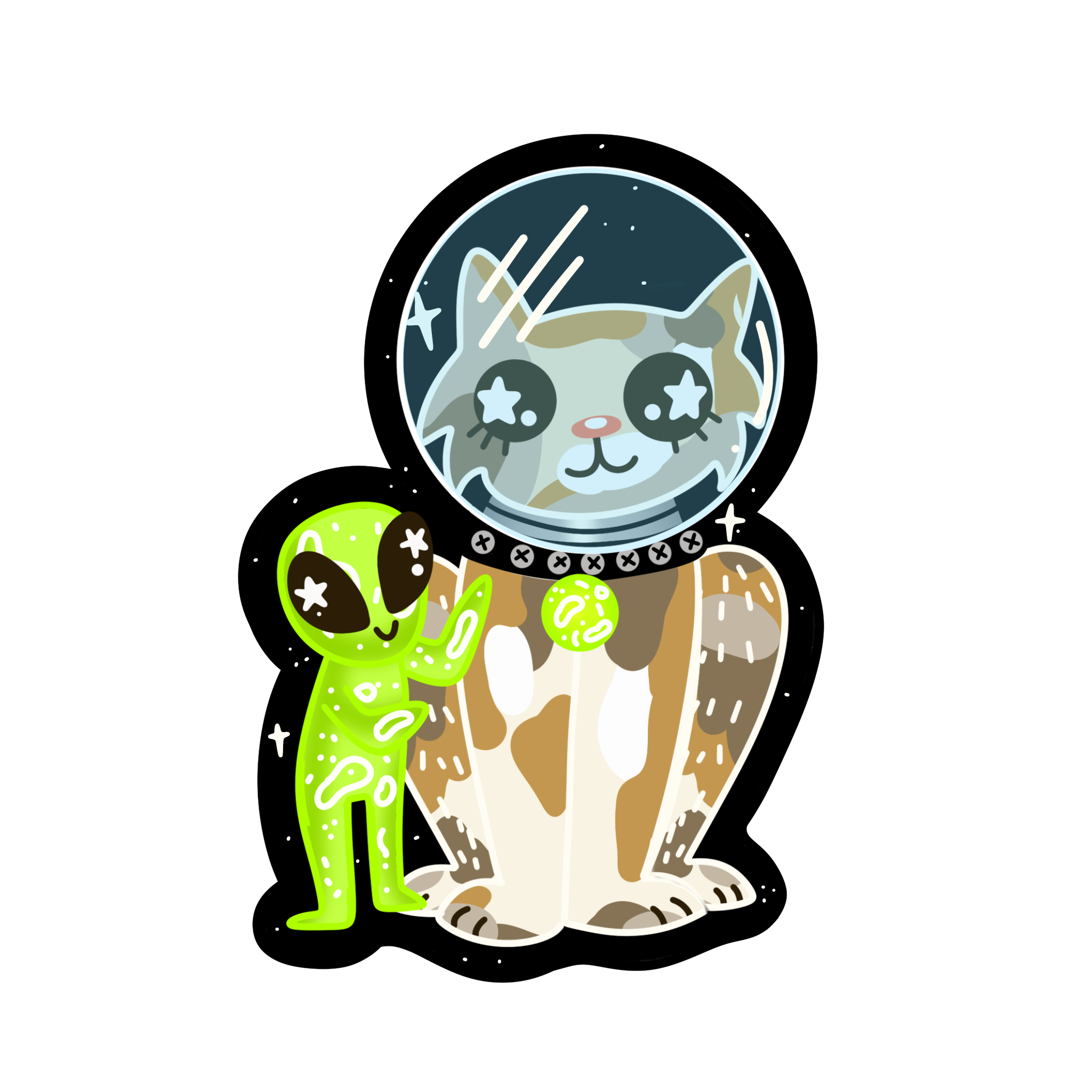 Cat Alien Pet- Holographic Sticker