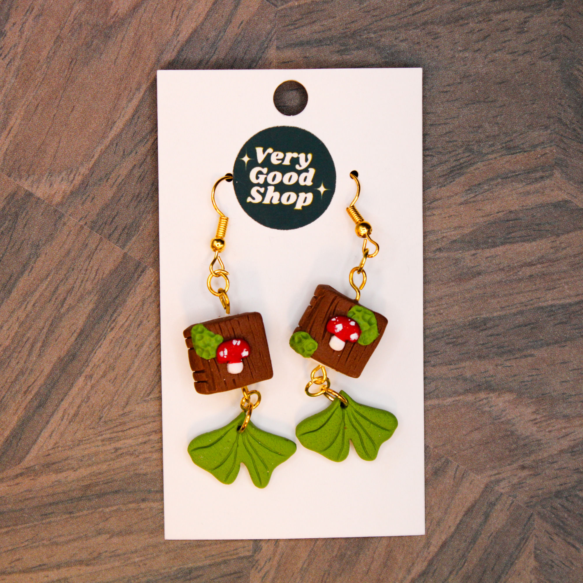 Mushroom Book - Cottagecore Unique Polymer Clay Earrings