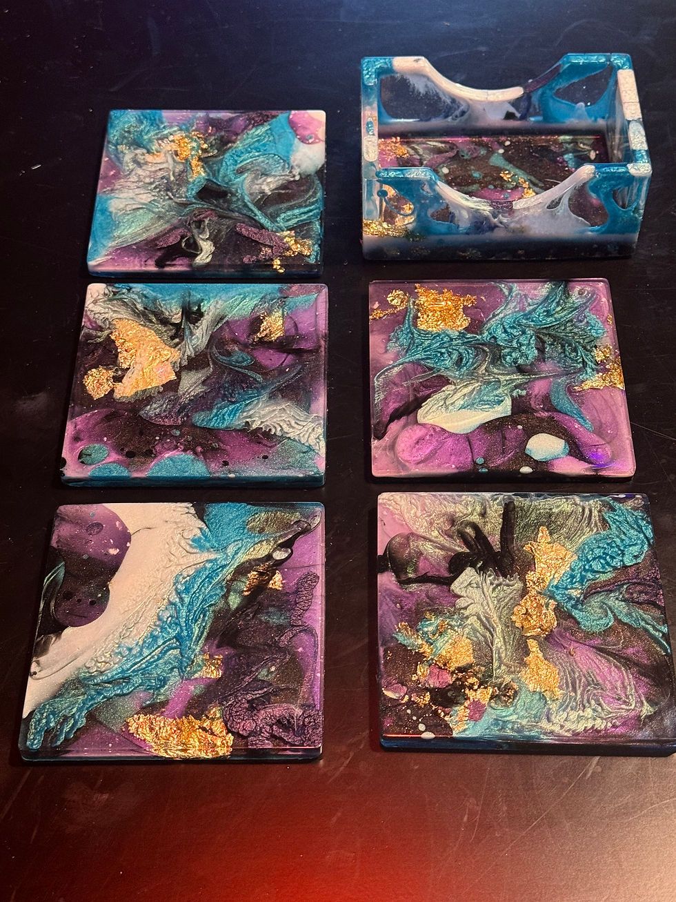 Thumbnail: Coaster set of 5 and holder 