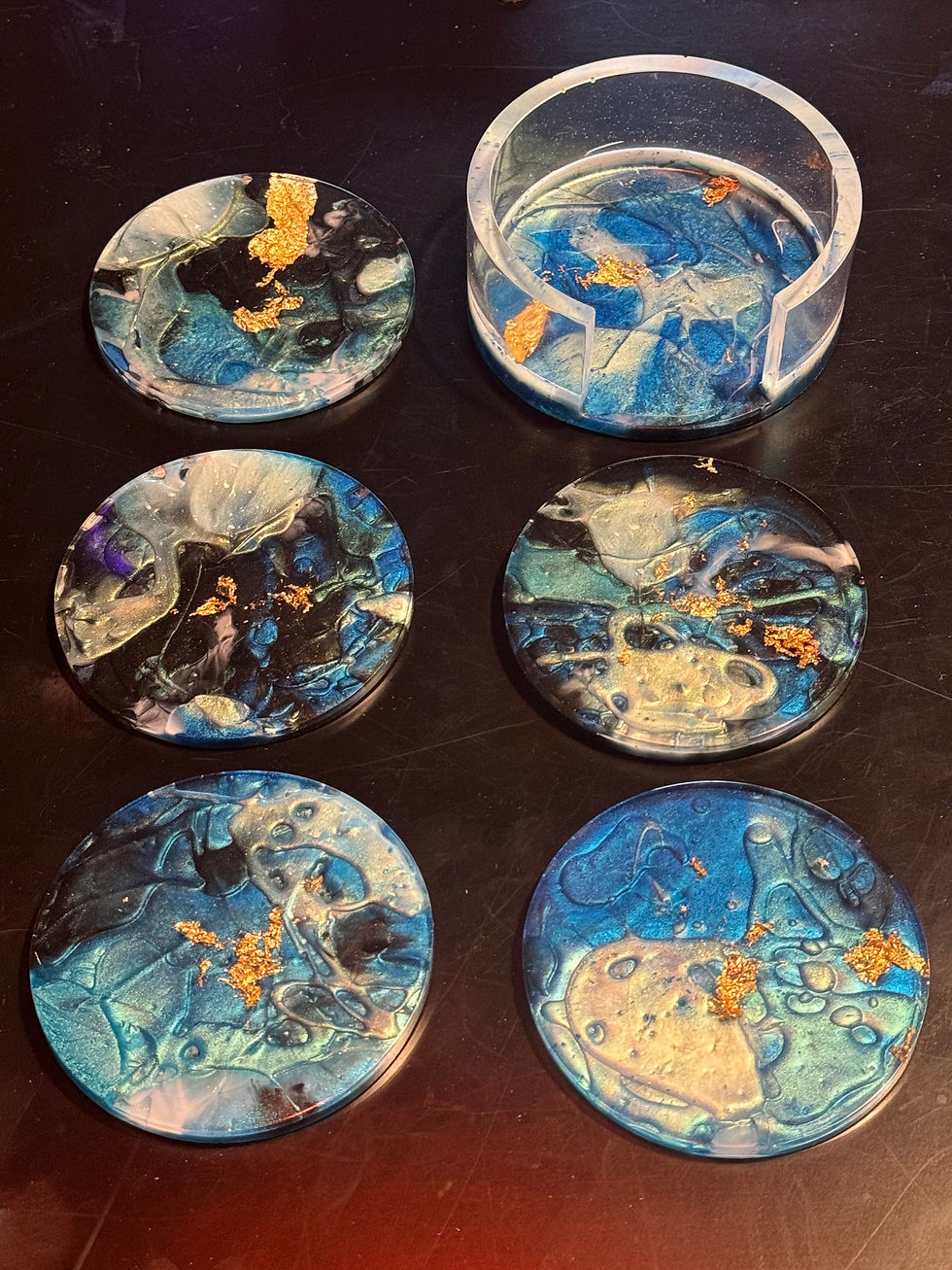 Thumbnail: Coaster set of 5 and holder 