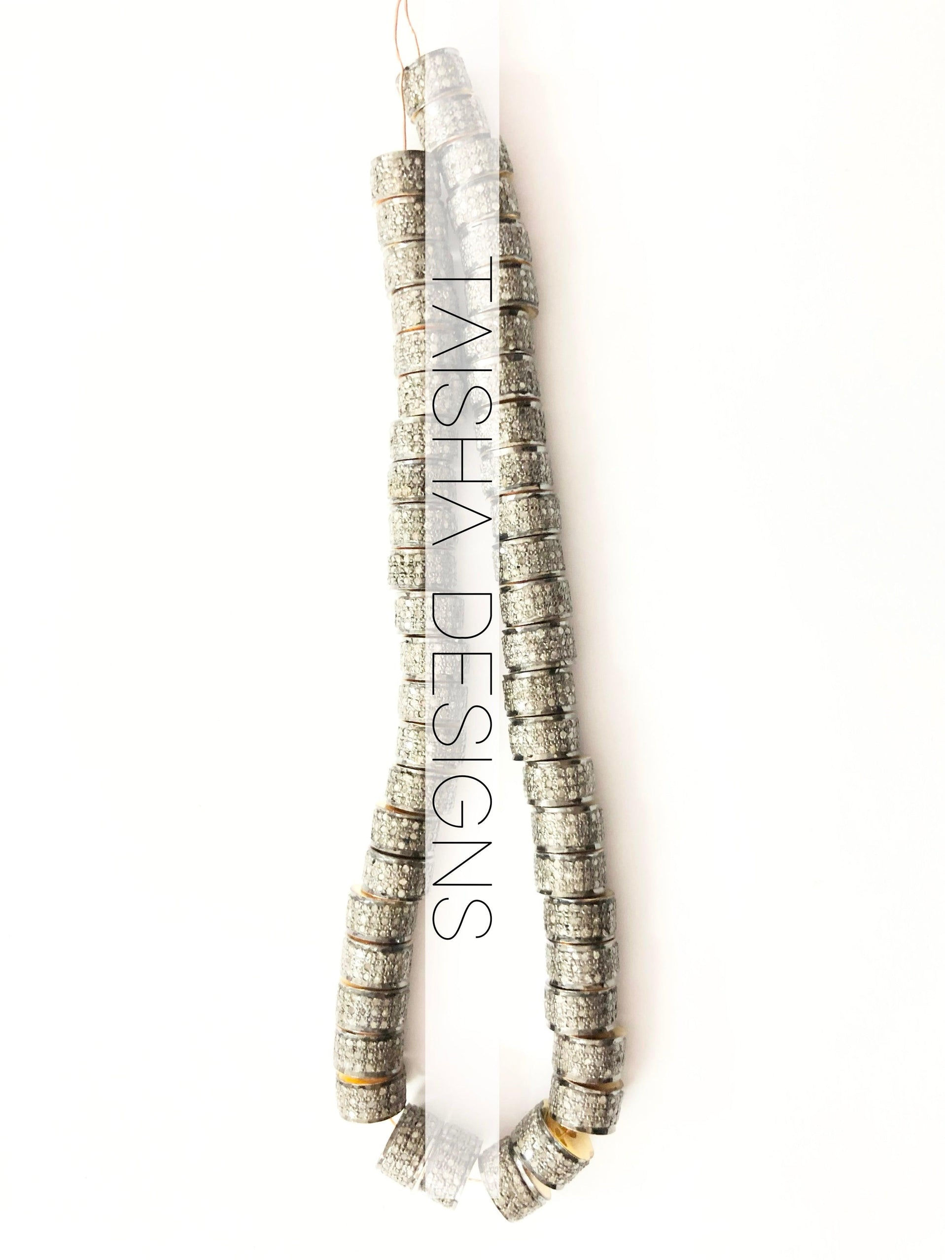 SILVER DIAMOND 3ROW ROUNDEL SPACER 9MM