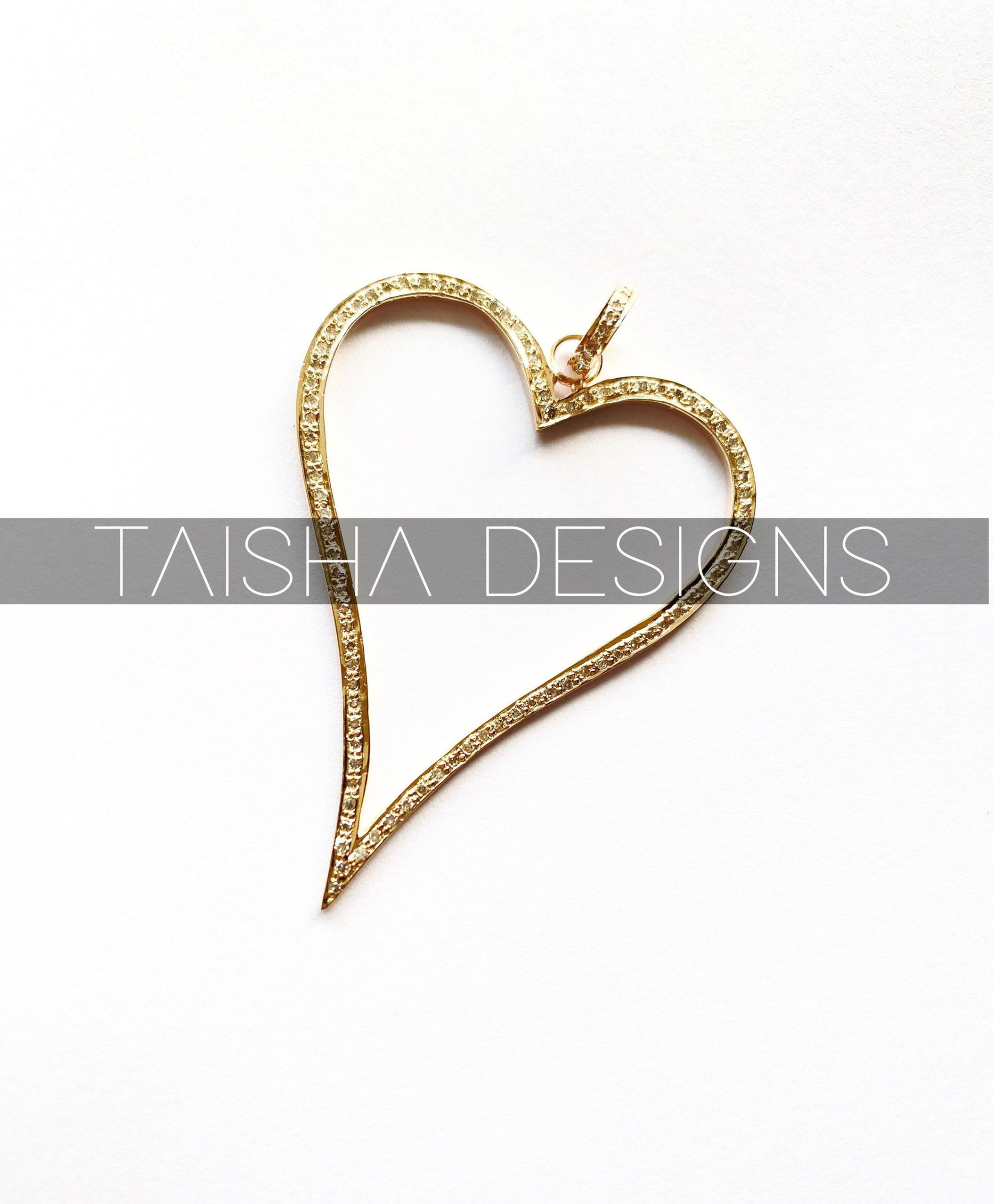 14KT Gold Pave Diamond Heart Pendent 