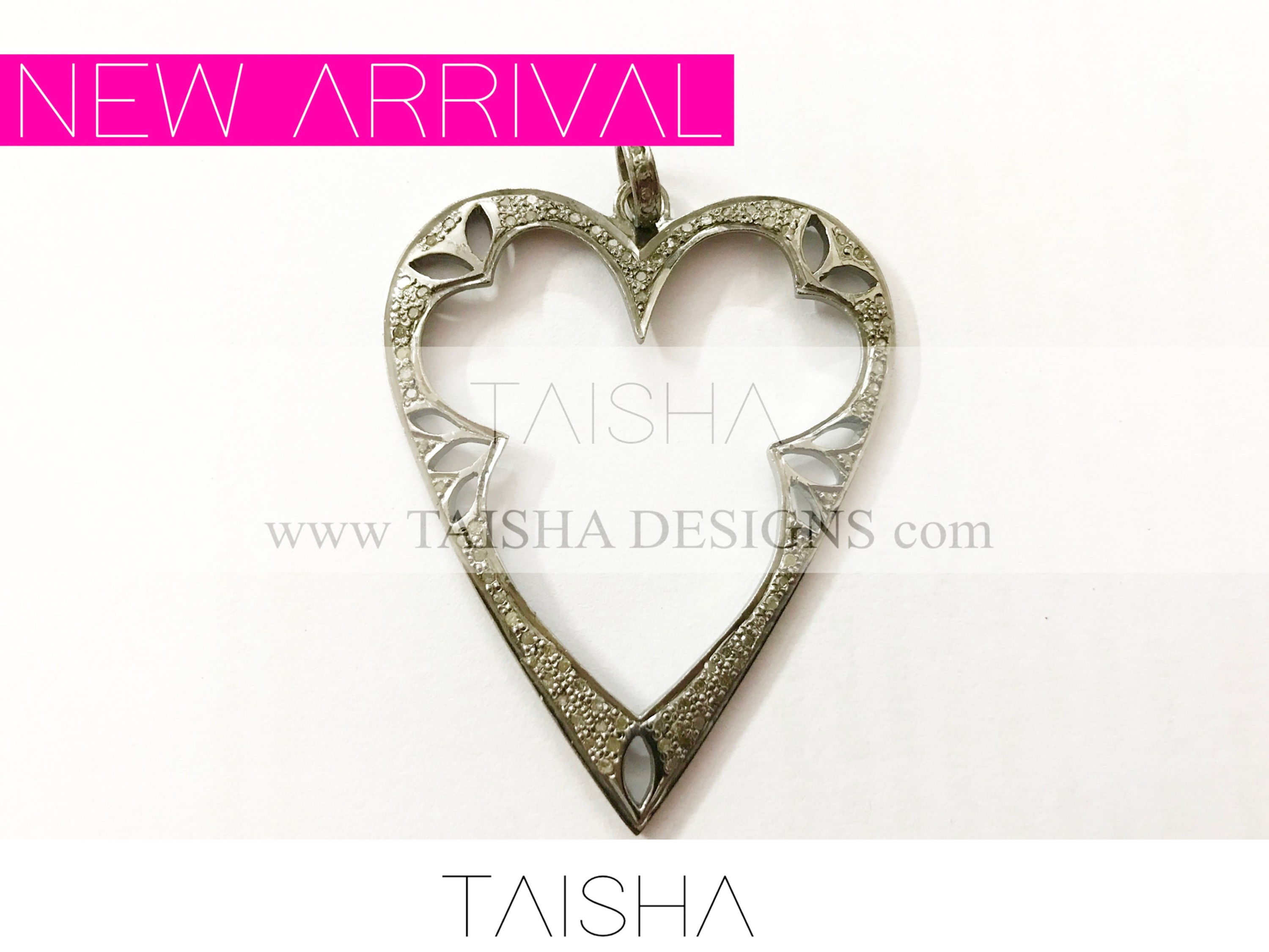 Silver Pave Diamond Heart Pendent
