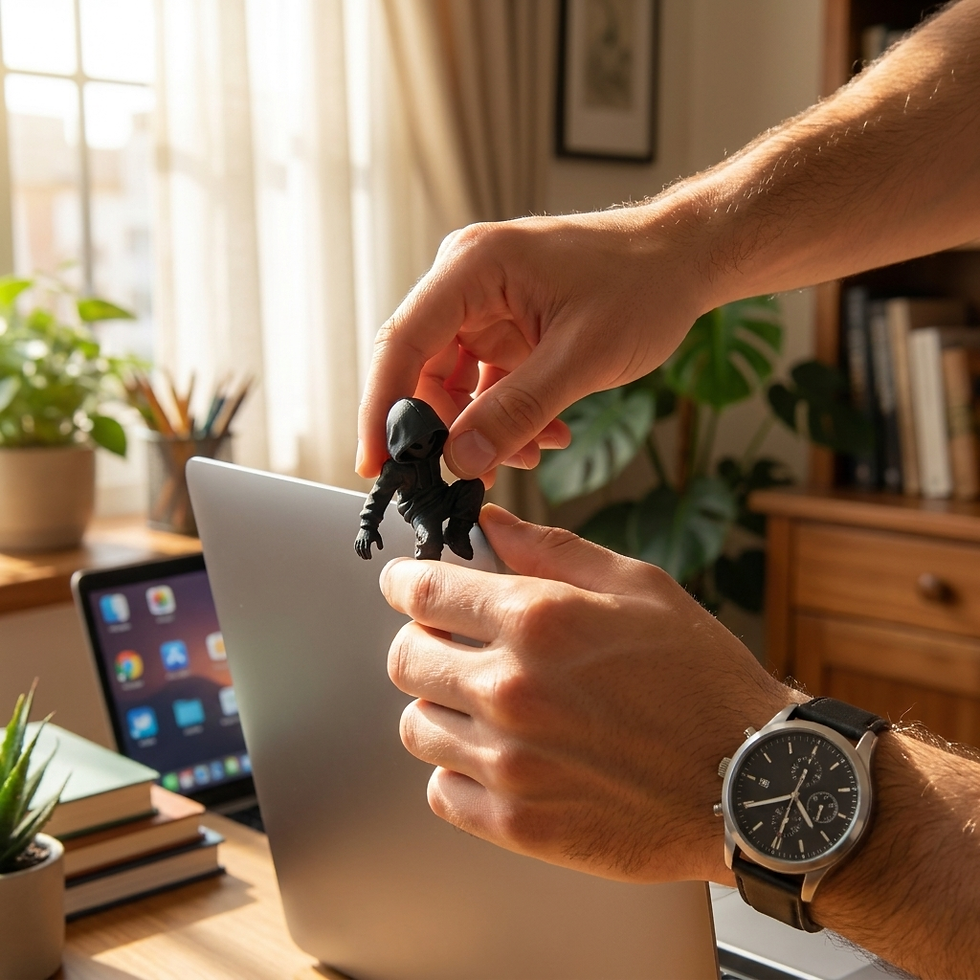 Miniatura: Mini escultura encapuzada para monitor — detalhe 3