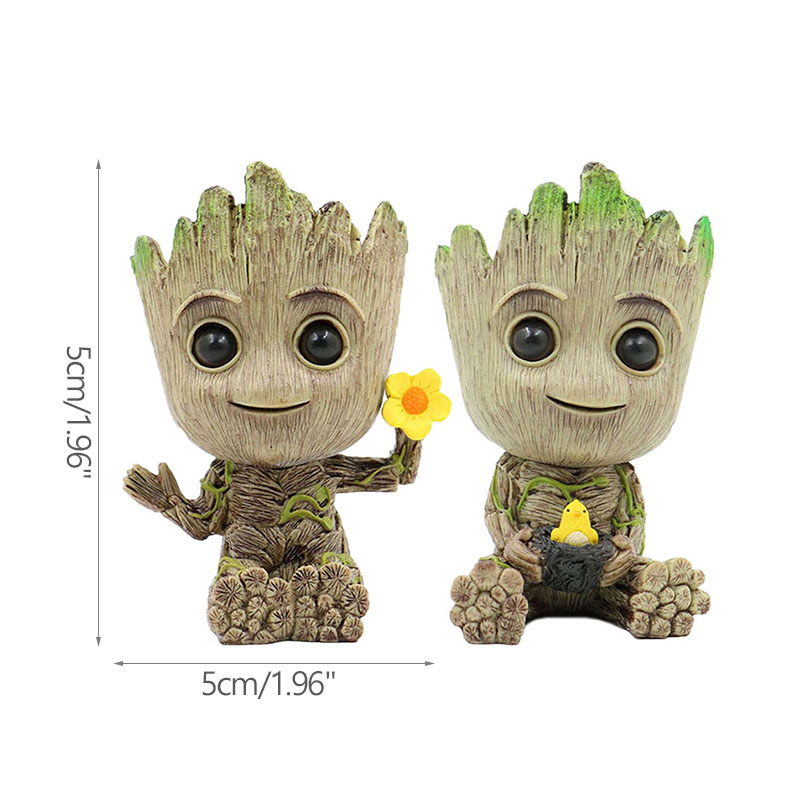 Mini Figuras Decorativas Groot com Vaso - Modelos e Kits — Kit A + B