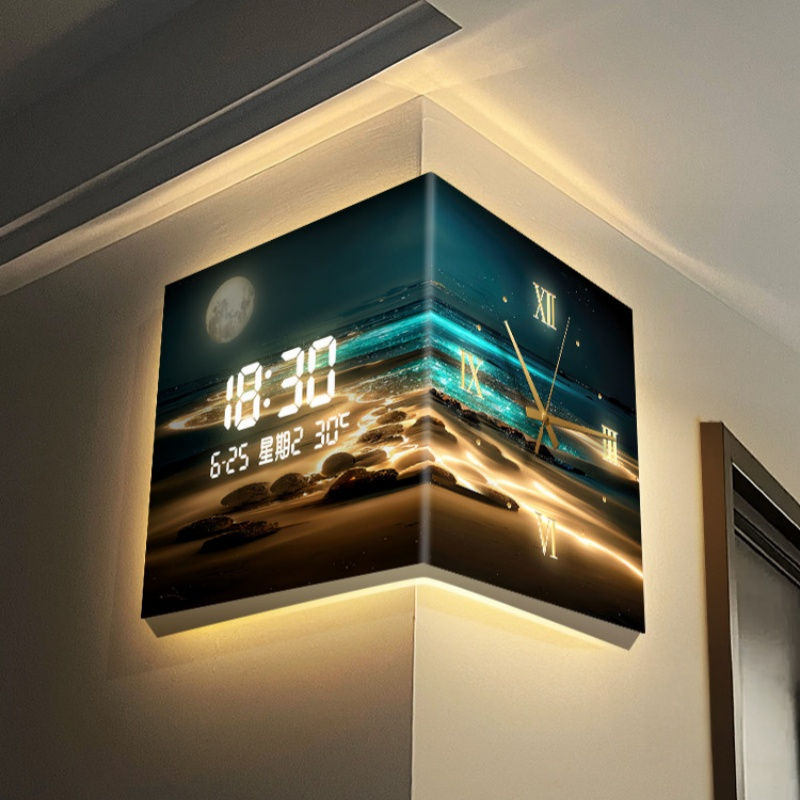 Miniatura: Relógio de Parede Nórdico Decorativo com Iluminação