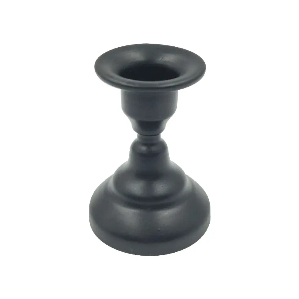 Miniatura: Castiçal Duplo Minimalista em Metal – Preto ou Dourado