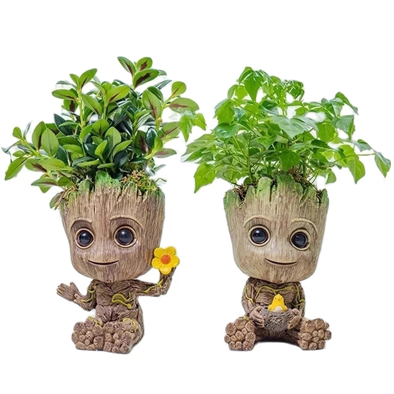 Mini figuras decorativas Groot com vaso