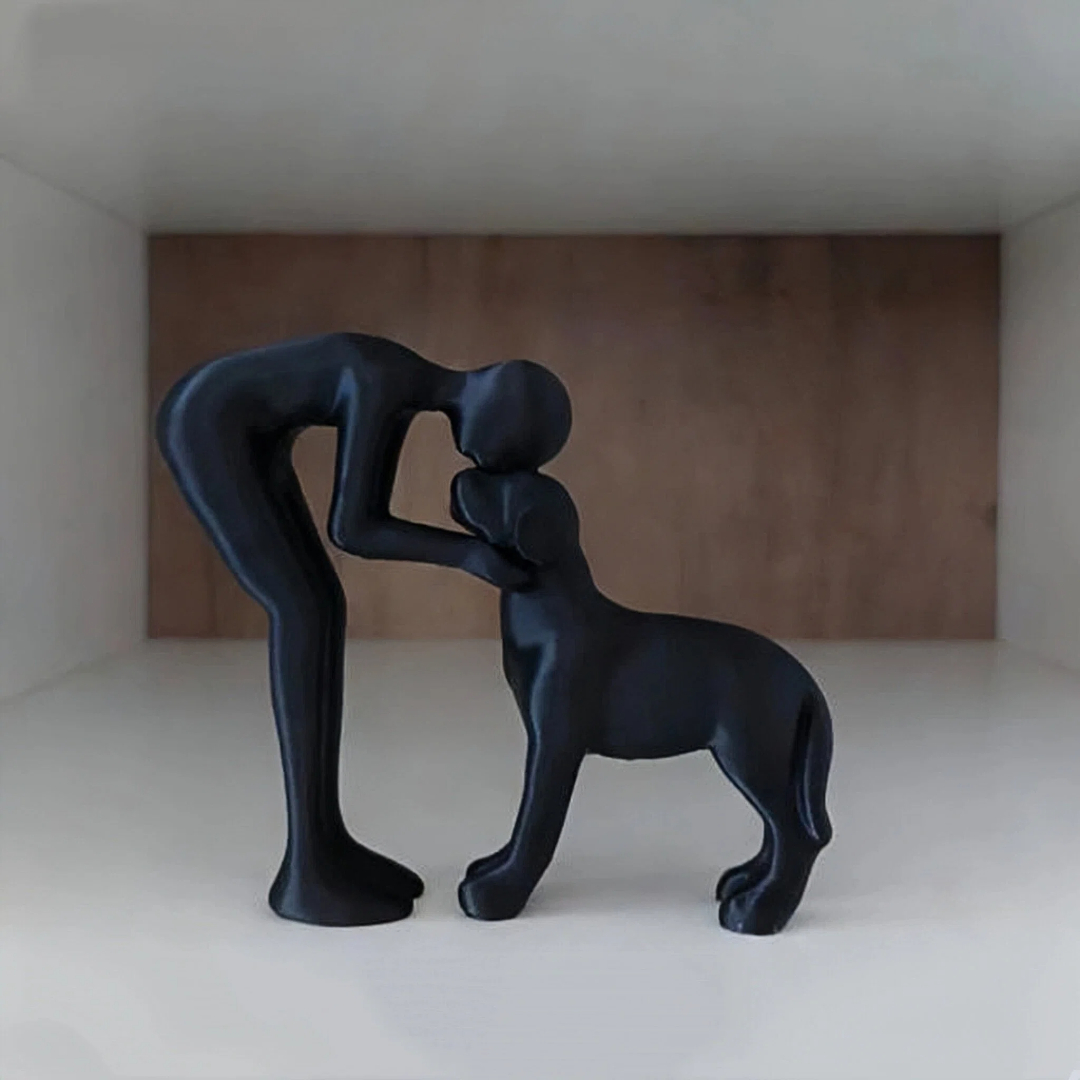 Escultura Pessoa e Pet preta
