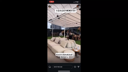 gif com parte dos stories de uma influencer filmando o backstage que teve a programação visual feita pela Mizuta Studios