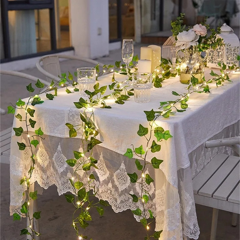 Thumbnail: 2M Green Leaf String Lights Artificial Ivy Vine Fairy Light Wedding Party