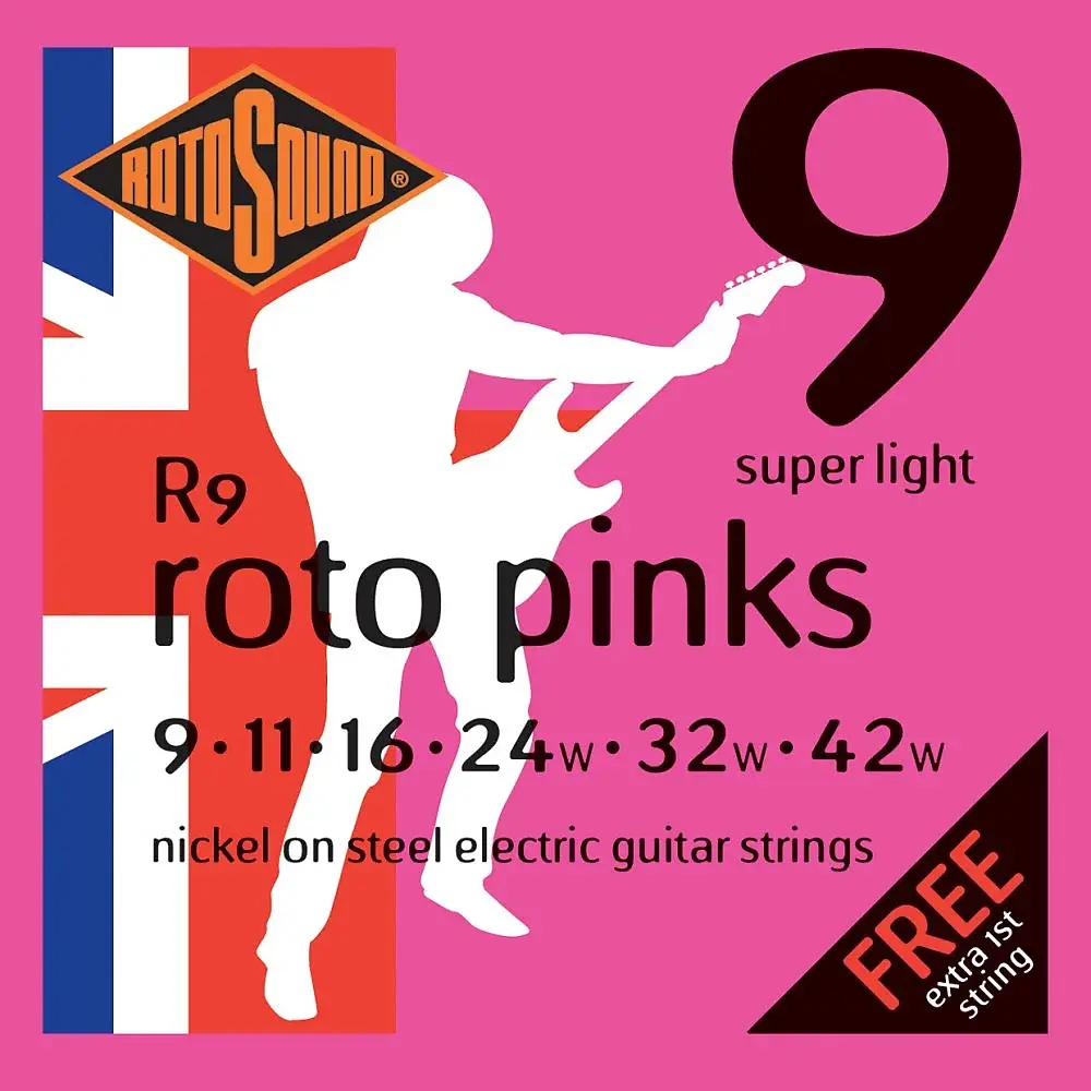 Rotosound R9 Roto Pinks Nickel-Plated Steel Electric Guitar Strings - Super Ligh