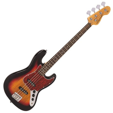 Thumbnail: Vintage V49 Coaster Series Bass Guitar 3 Tone Sunburst