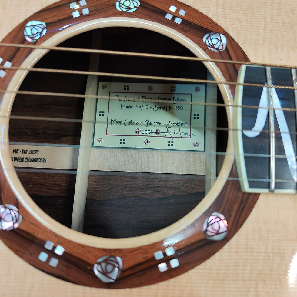 Thumbnail: Moon Acoustic Guitar The Glasgow Rose No 4 of 10 2005 - Natural Gloss - Preowned