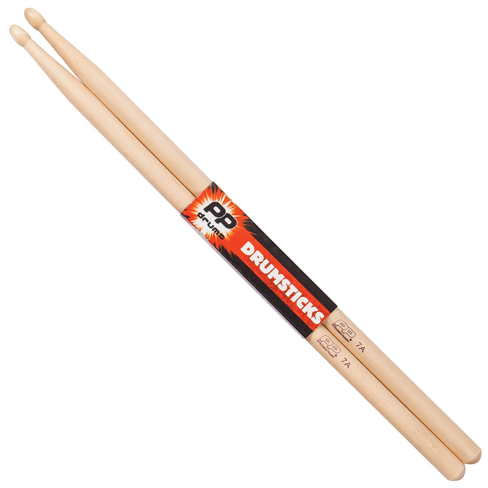 PP Drums Wood Tip Drum Sticks ~ 7A 12 Pack
