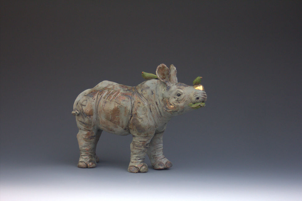 Thumbnail: Dineo, White Rhino Calf with Ox Peckers
