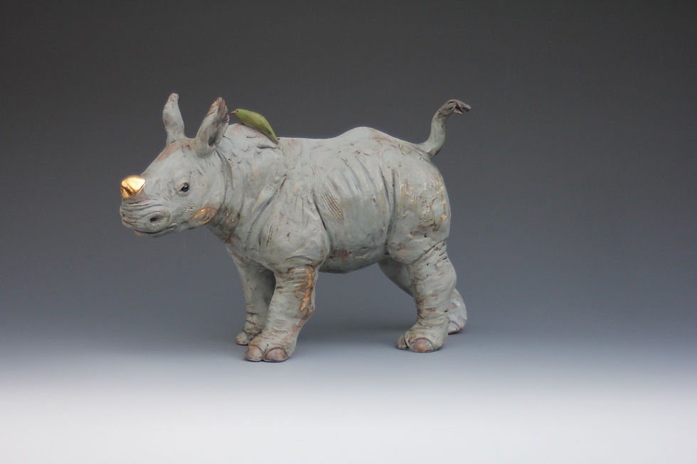 Thumbnail: Busi, White Rhino Calf with Ox Pecker