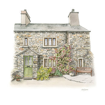 Gally Cottage - Watercolour & Ink Painting of a cottage in the Lake District