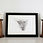 Thumbnail: Framed and mounted print of a pencil drawing of a highland cow.