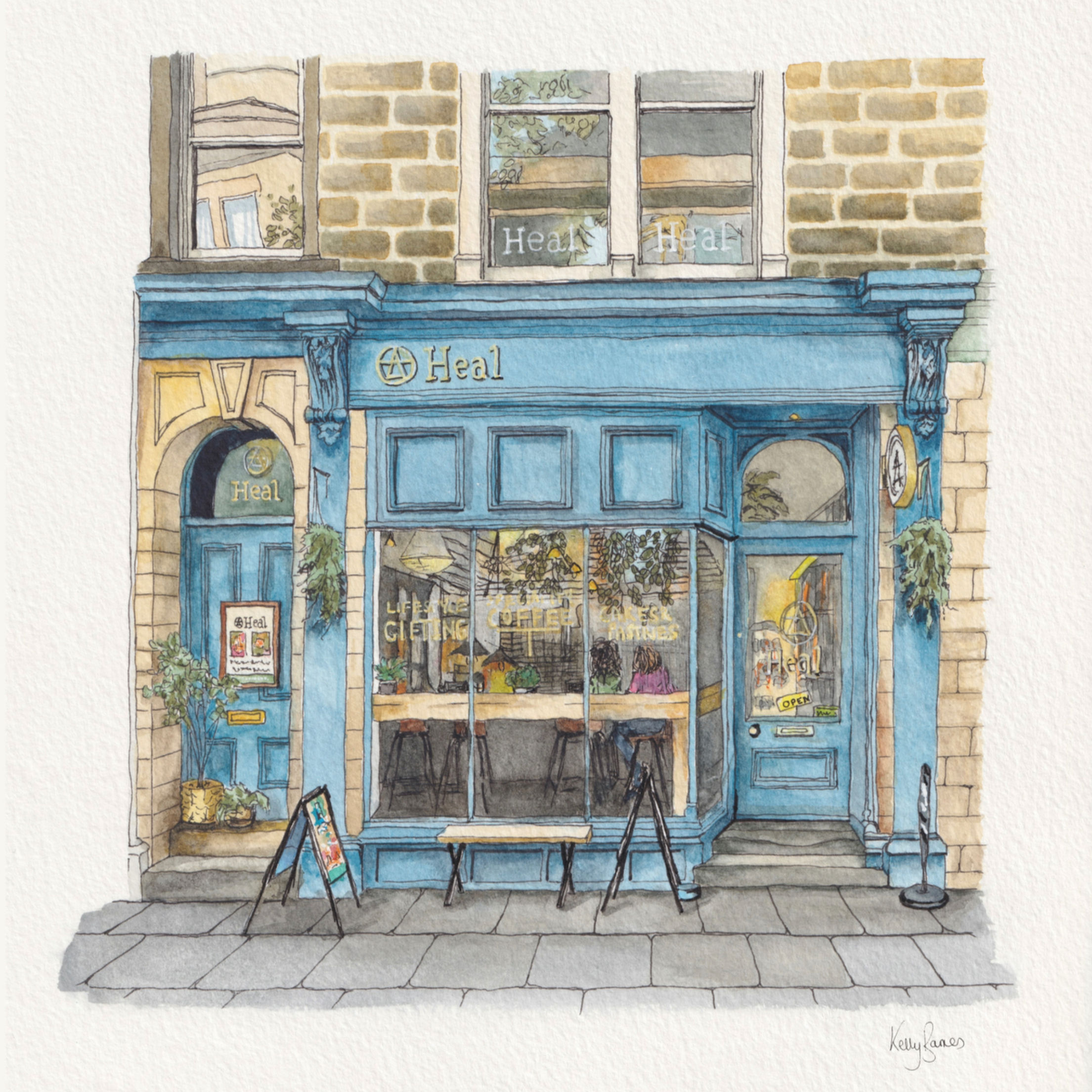 Heal Cafe & Spa | Watercolour and Ink | Giclée Print