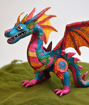 papier mache dragon in fantastical, mexican folk art style.jpg