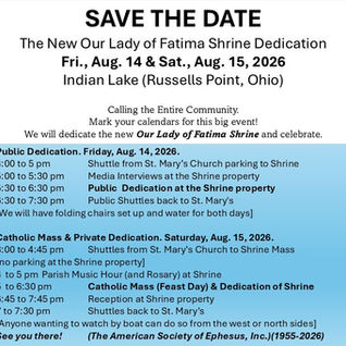 Save the Date: The New Our Lady of Fatima Shrine Dedication