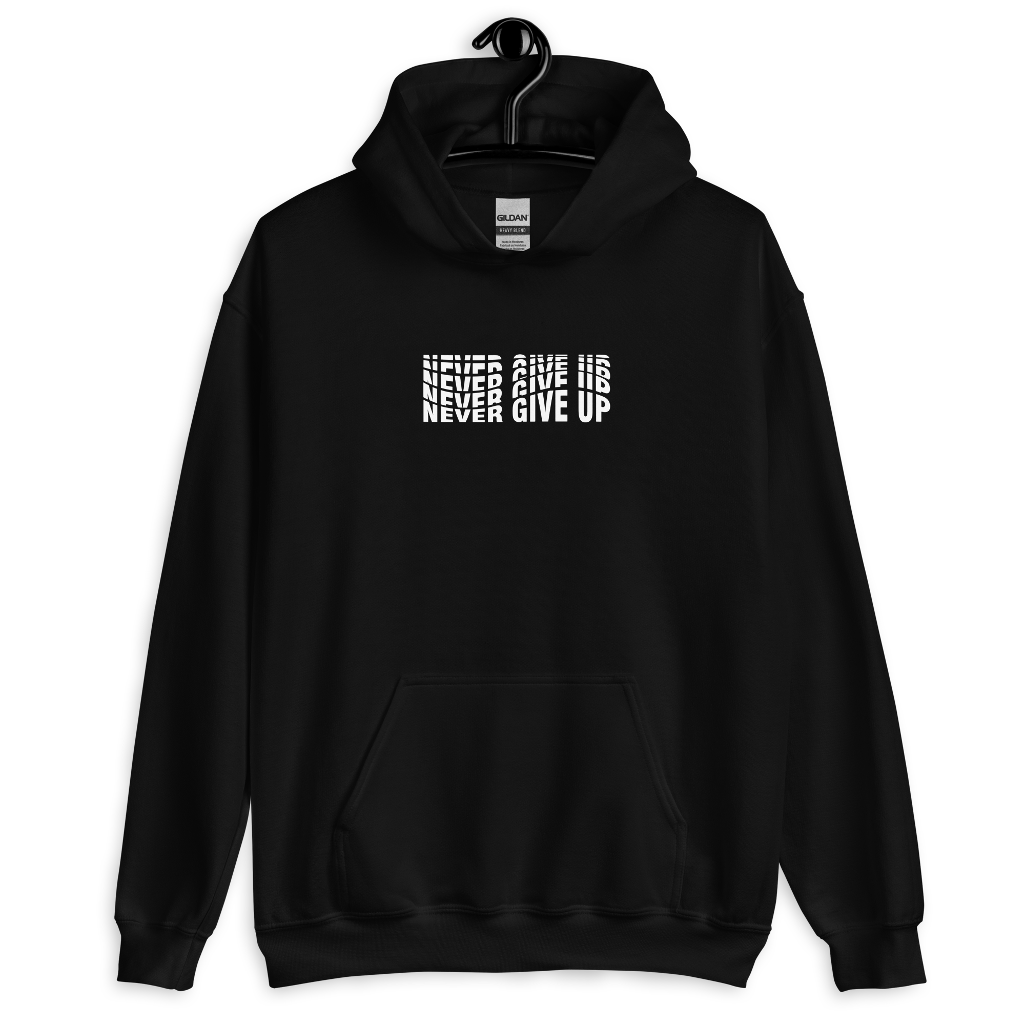 Hoodie Oversized unisex Negro never give up