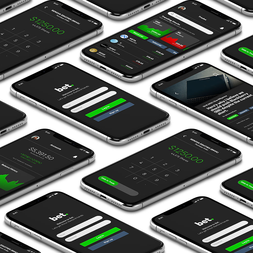 Bet mobile app screen mockup