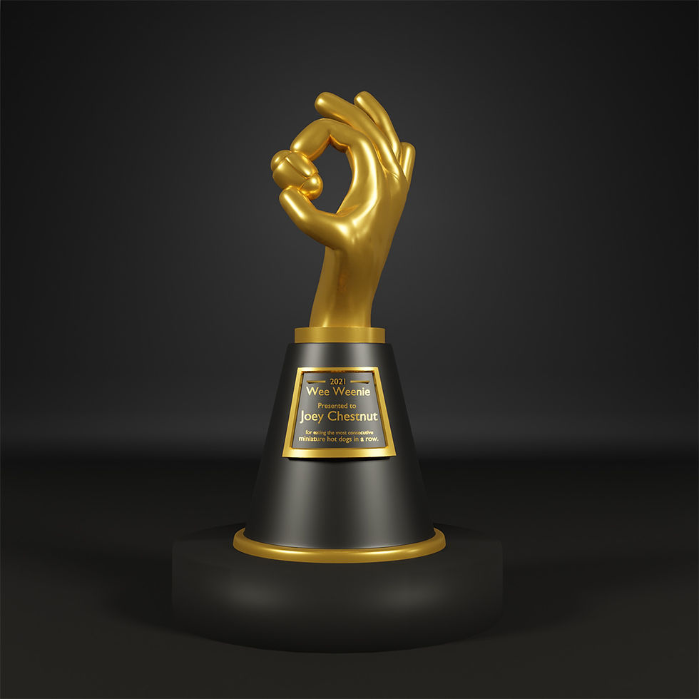 3D Trophy Mockup, Wee Weenie Award